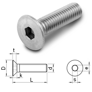 hex.socket countersunk flat head screws DIN7991