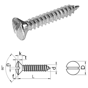 Slotted raised Countersunk tapping screw DIN7973