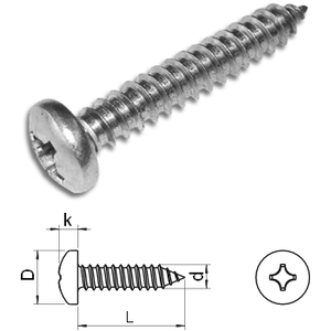 Phillips panhead tap screw cone point DIN7981 