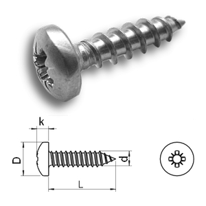 Pozi panhead tap screw cone point DIN7981