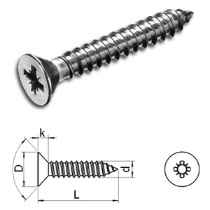 Pozi Countersunk tapscrew cone point DIN7982 CZ