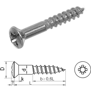 Raised countersunk wood screws pozi DIN7995