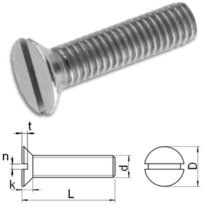 Slotted countersunk flat head machine screw DIN963