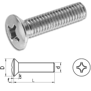 Phillips raised countersunk machinescrew DIN966H