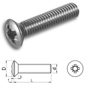 Pozi raised countersunk machine screw DIN966Z 