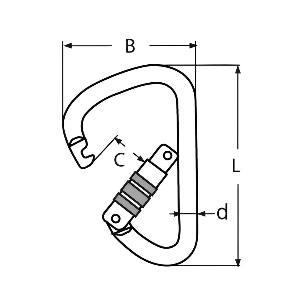 spring hook cone shape with safety screw - Aluminium