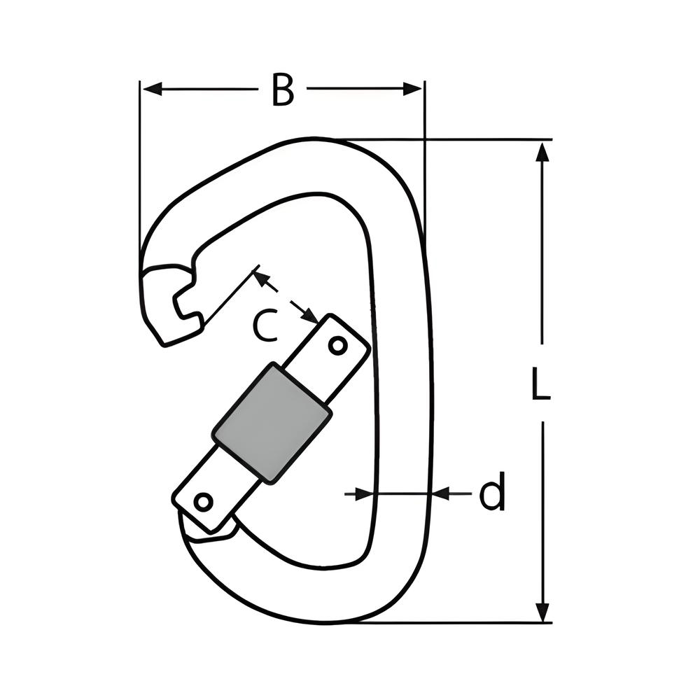 spring hook rounded with safety screw - Aluminium