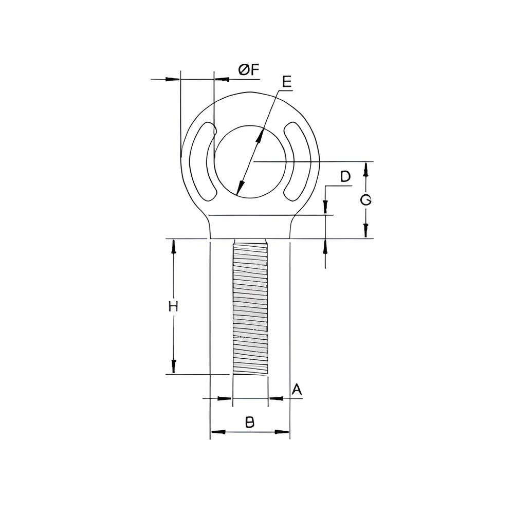 Long shank collared eyebolt  B.S.4278 Table 1 - Steel