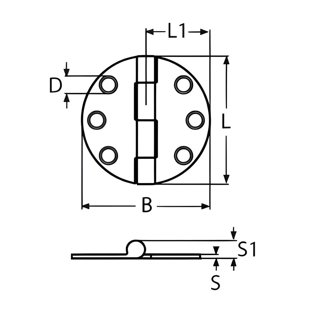 Covered Hinge Rounded - 316 Stainless steel