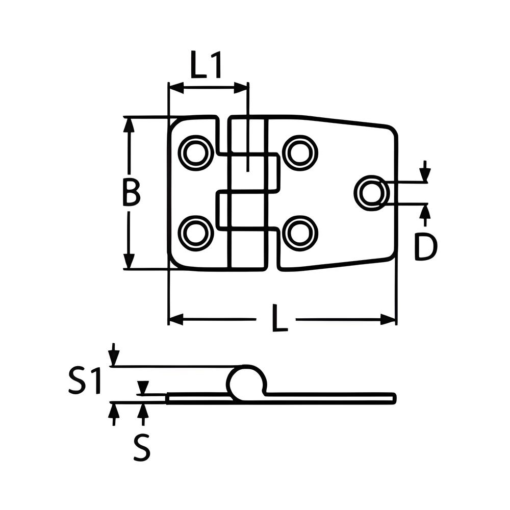 Covered Hinge Short Side - 316 Stainless steel