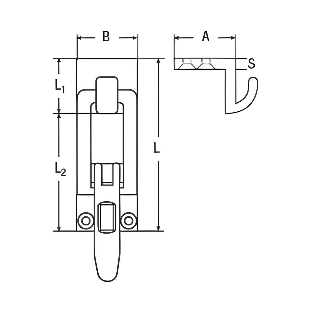 Door latch 90deg. Fixing - Locking - 316 Stainless steel