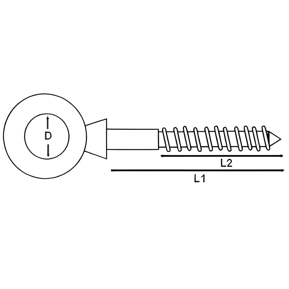 Eyebolt with Woodscrew Thread  - 316 Stainless steel