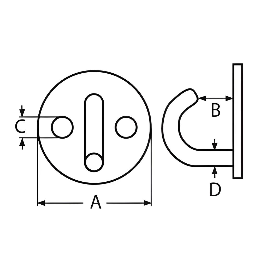 Round Eye Plate with Hook - 316 Stainless steel