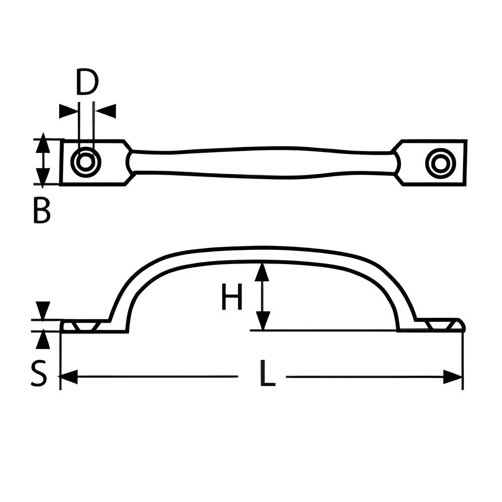 Handle Two Hole Rounded - 316 Stainless steel