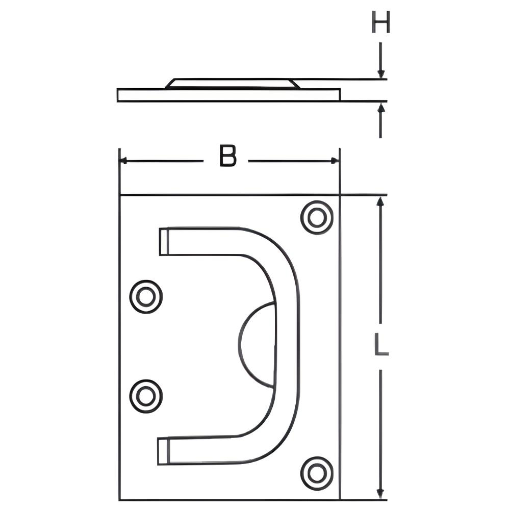 Long Lifting Handle With Rectangular Plate - 316 Stainless steel