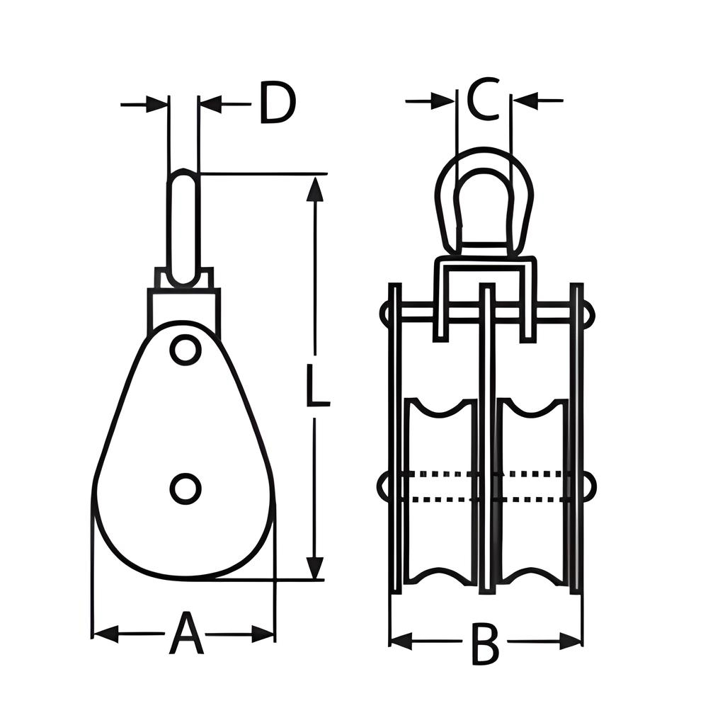 Double pulley block - 304 Stainless steel