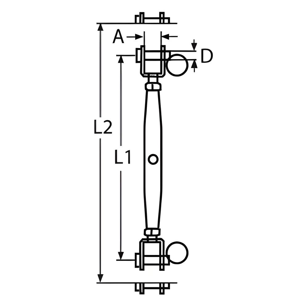 Fork to Fork Rigging Screw - 316 Stainless steel