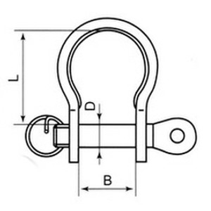 Bow Shackle  - Stamped (with Captive Ring) - 316 Stainless steel
