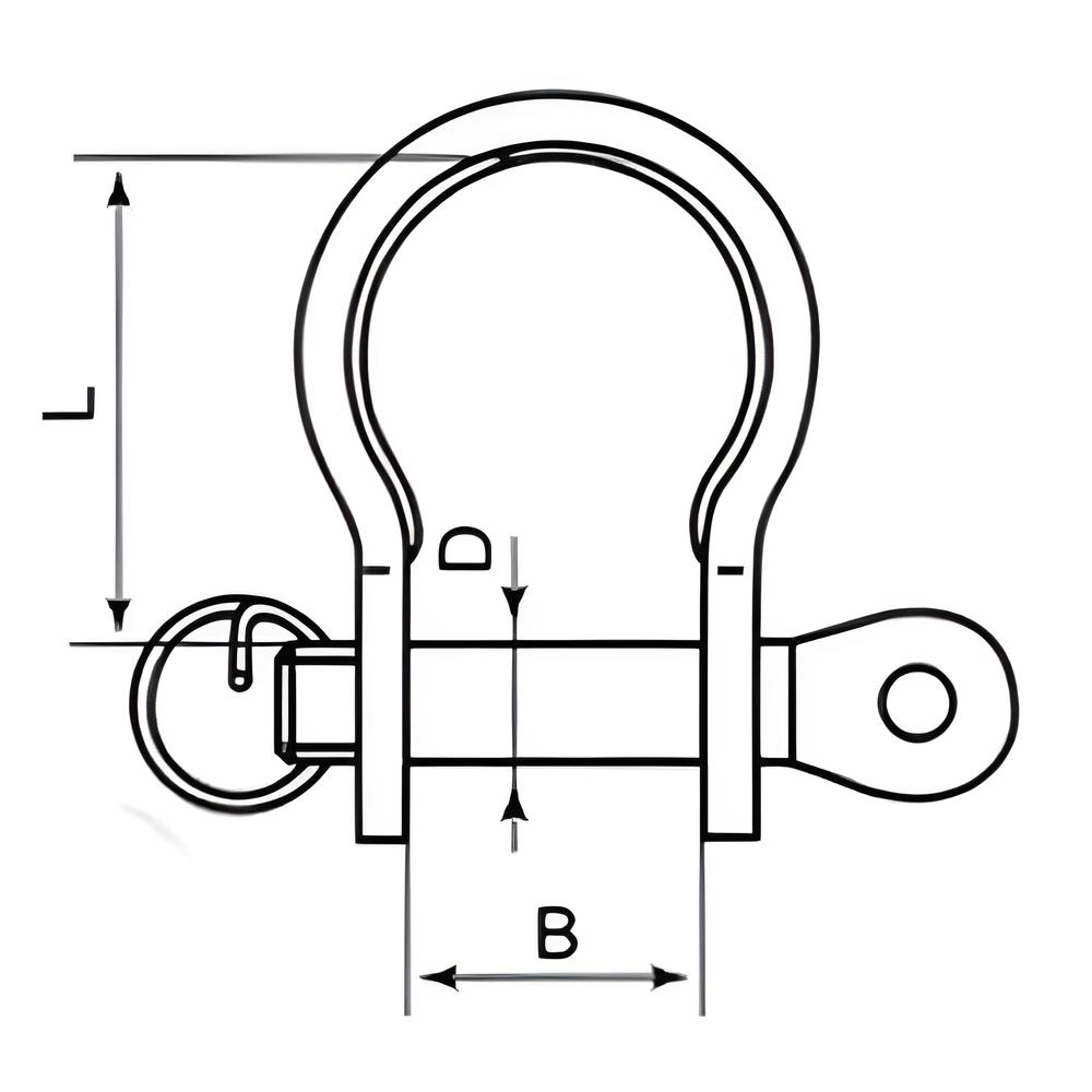 Bow Shackle  - Stamped (with Captive Ring) - 316 Stainless steel