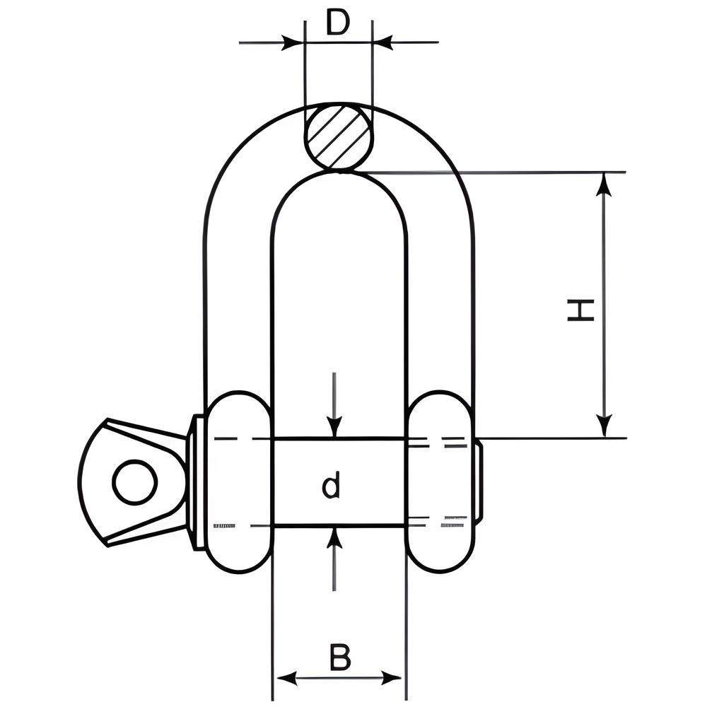 Dee Shackle - Captive Pin - Forged - 316 Stainless steel