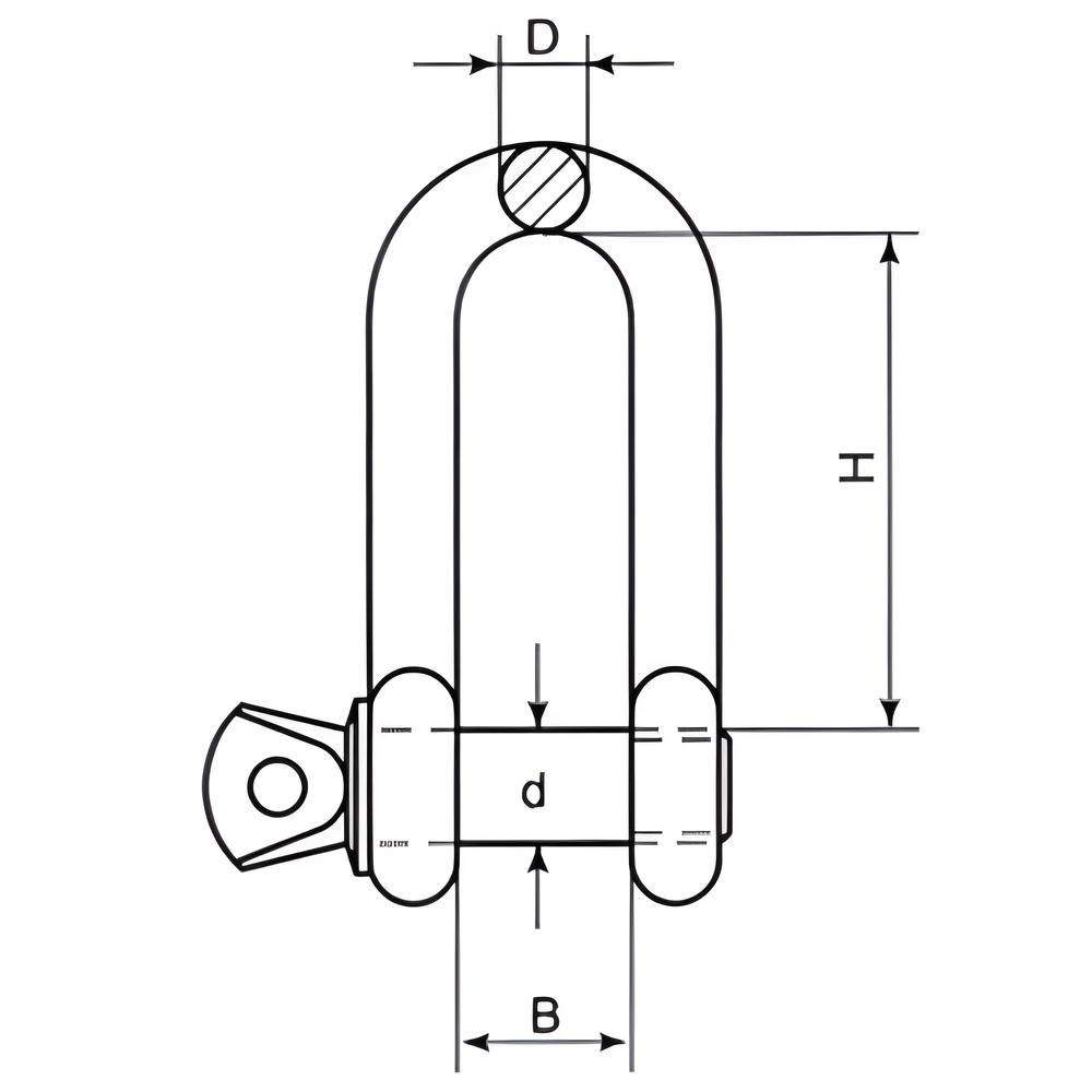 Zinc plated long Dee shackle - BZP steel