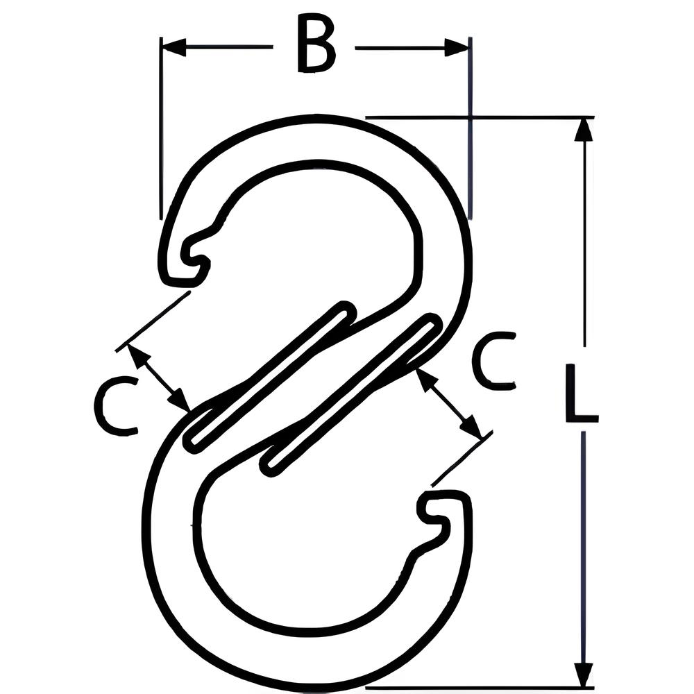 S hook with double gate - Aluminium