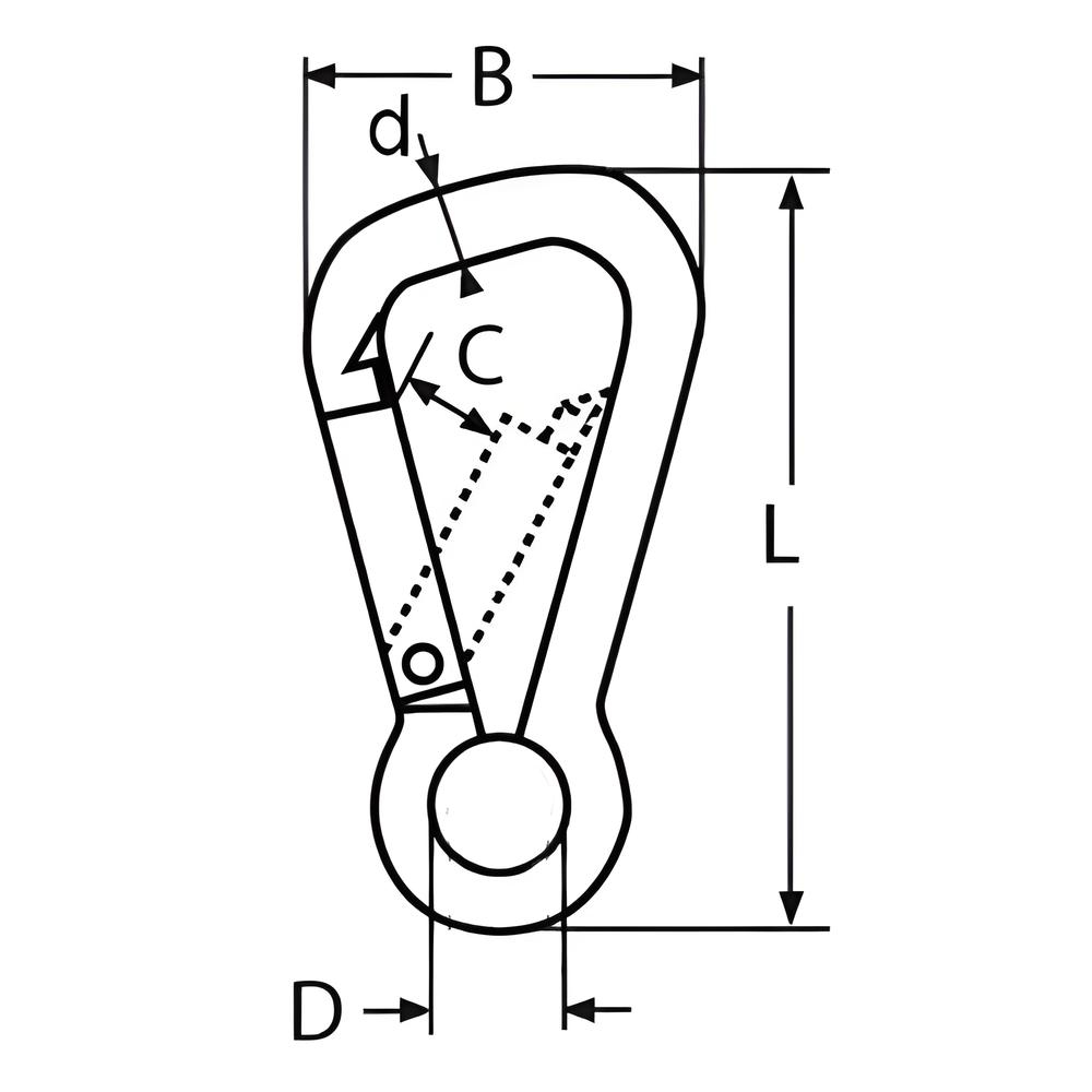 Asymmetric Snap Hook - 316 Stainless steel