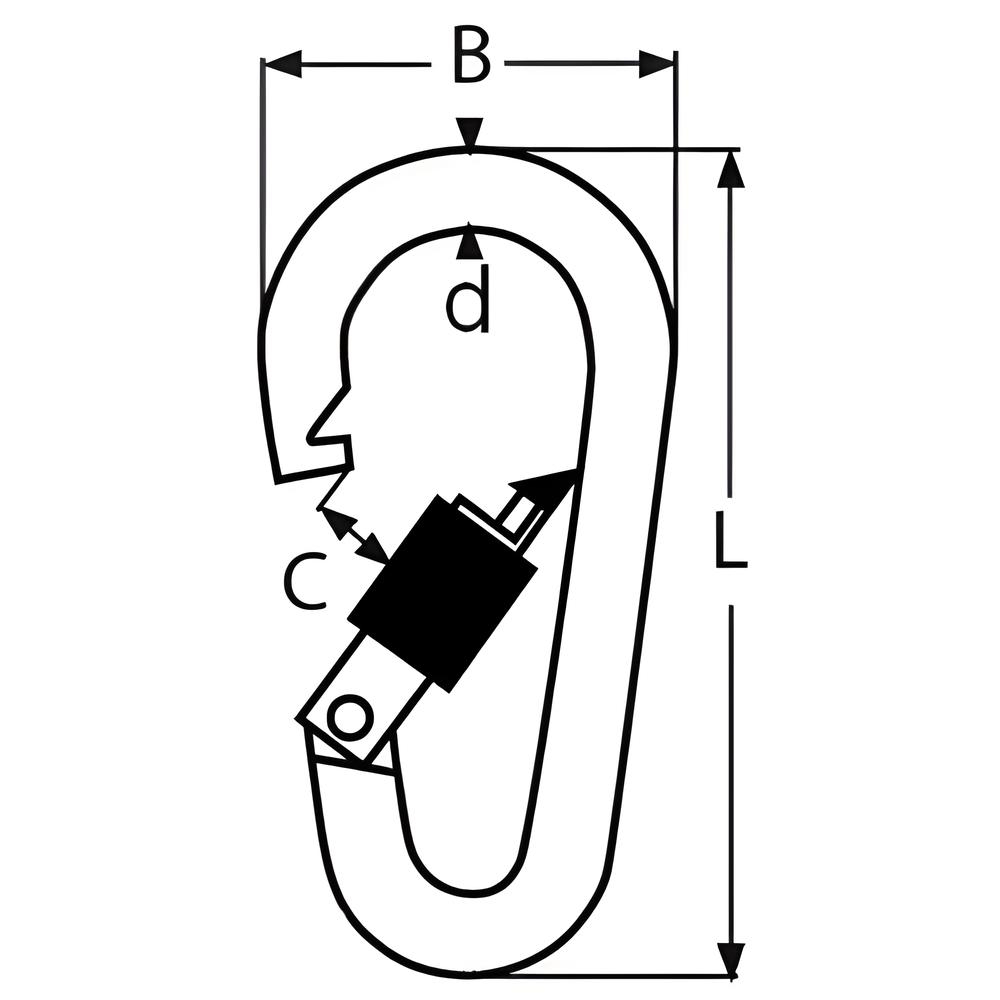 Spring hook cone shaped with lock nut - 316 Stainless steel