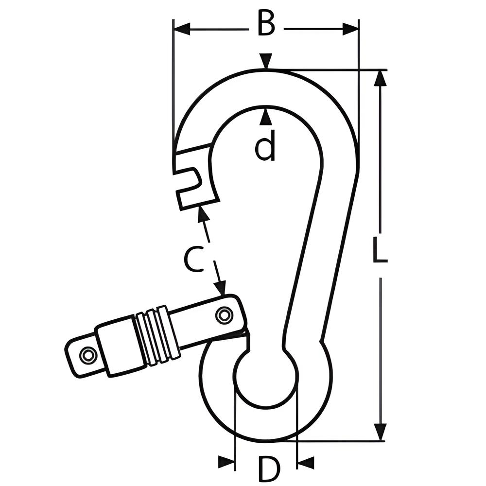 Spring hook with self lock nut - 316 Stainless steel