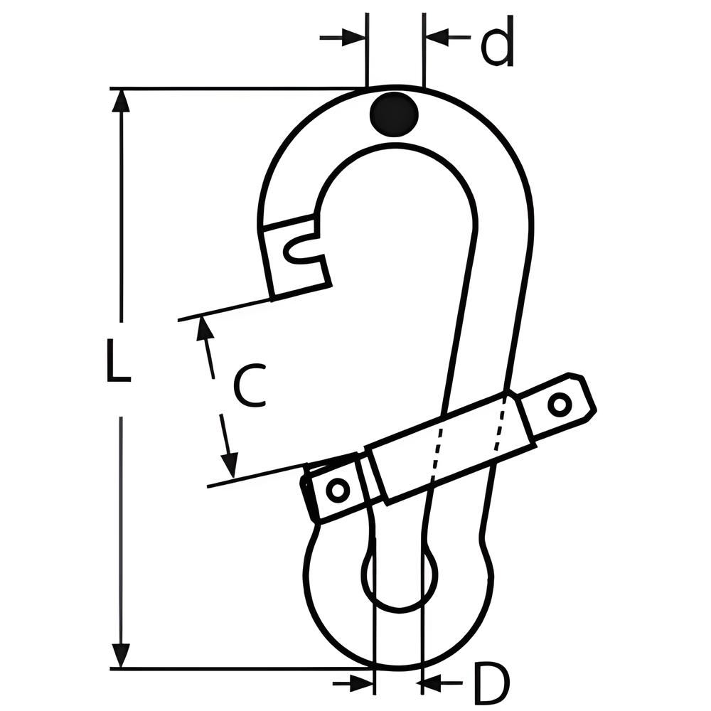 Spring hook with wide opening - 316 Stainless steel