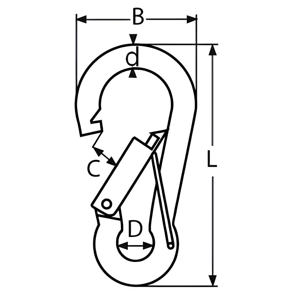 Spring hook with safety latch - 316 Stainless steel