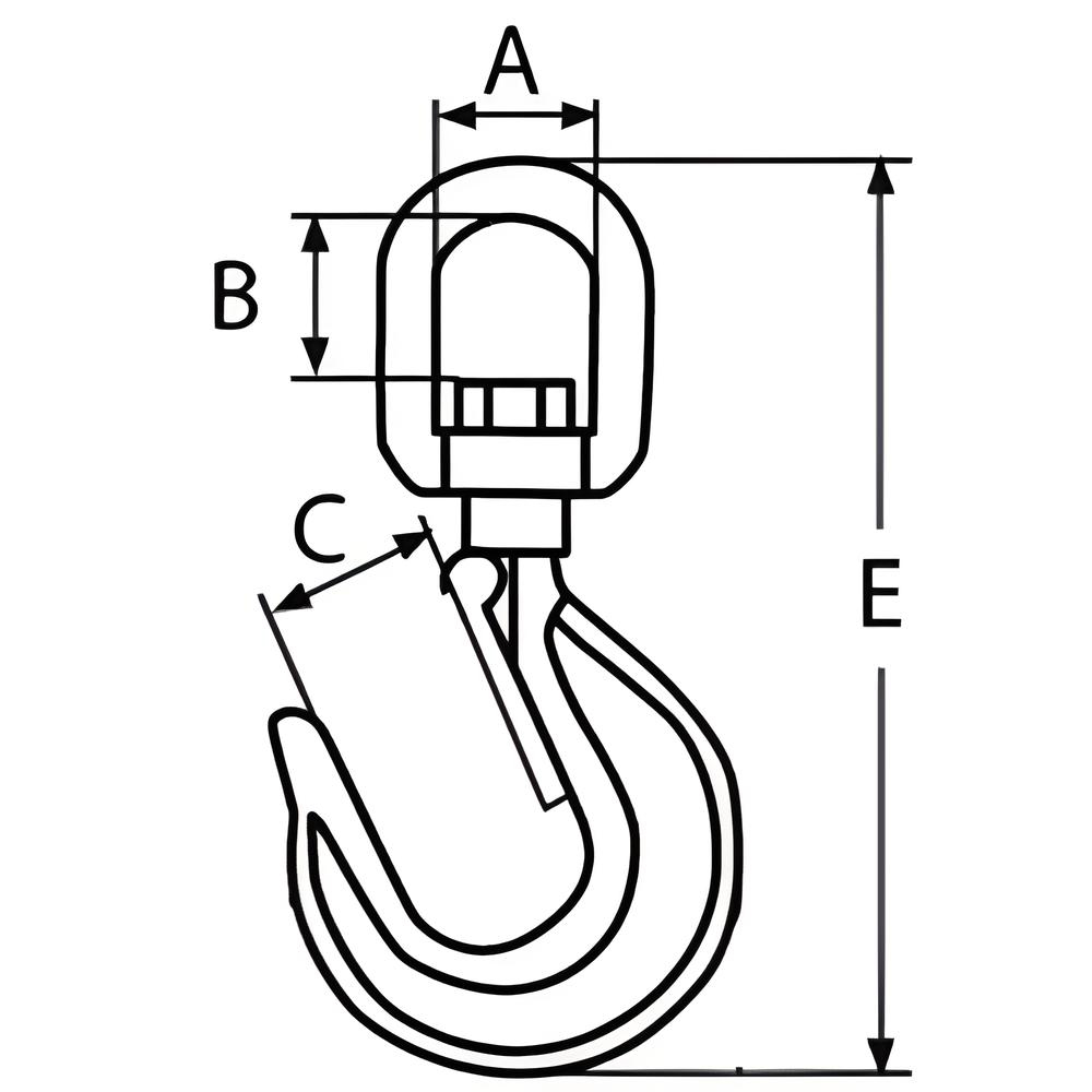 Swivel Hook with Safety Catch - 316 Stainless steel