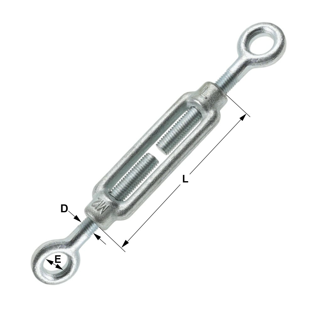 Turnbuckle Eye to eye - open body - bzp