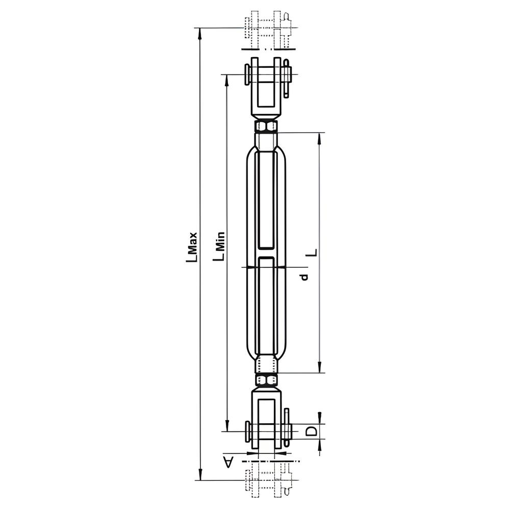 Fork to Fork Open Body Turnbuckle - 316 Stainless steel