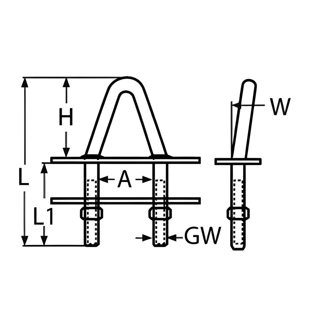 U Bolt Angled Head - 316 Stainless steel