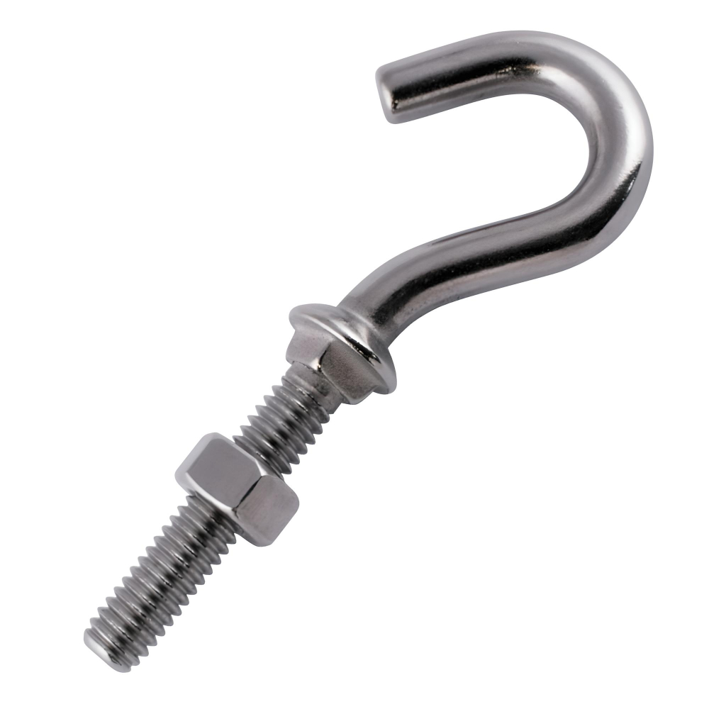 Threaded hook, stainless steel