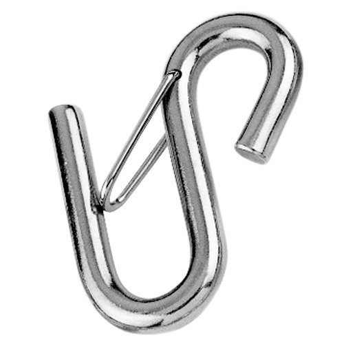 S-hook with safety gate - long arm type - 316 Stainless steel