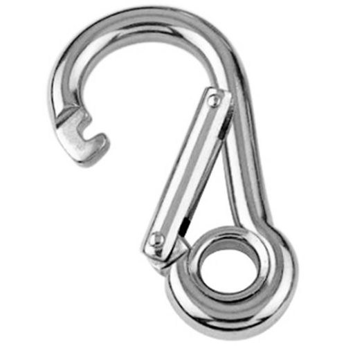 Snap hook with wide opening and eyelet - 316 Stainless steel