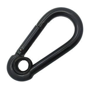 Black Coated Snap Hook With Eyelet - BZP steel