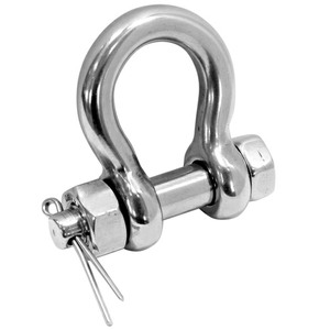 Bow shackle with safety pin - load rated - with Certificate of loading - 316 Stainless steel