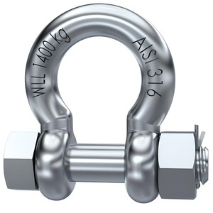 Bow Shackle With Safety Pin - Load rated stamped - with certificate - 316 stainless