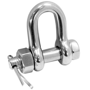 Dee shackle with safety pin- load rated - with Certificate of loading - 316 Stainless steel