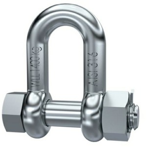 Dee Shackle With Safety Pin - Load rated stamped - with certificate - 316 stainless