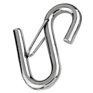 S-hook with safety gate - long arm type - 316 Stainless steel