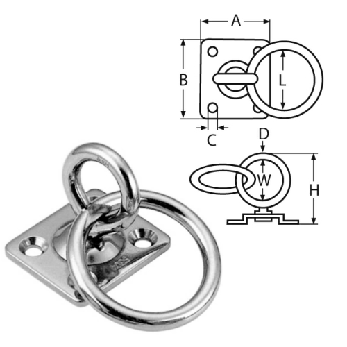 Swivel Eye Plate With Ring Stainless Steel Steelgear