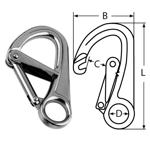 Safety Spring Hook with Double Locking Latch Carabiner Hooks