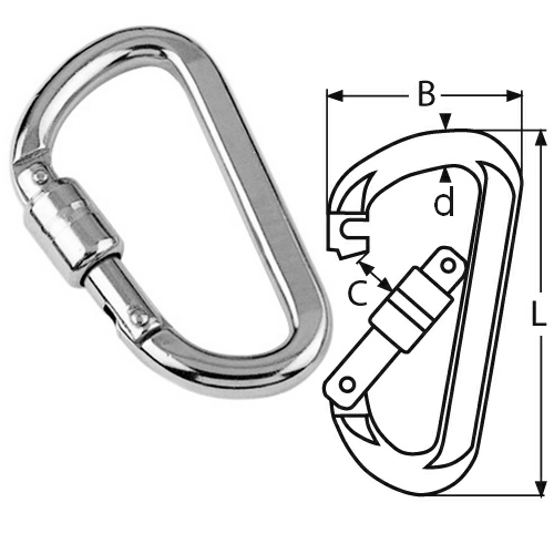 Spring Hook with Self Locking Sleeve Carabiner Hooks Stainless