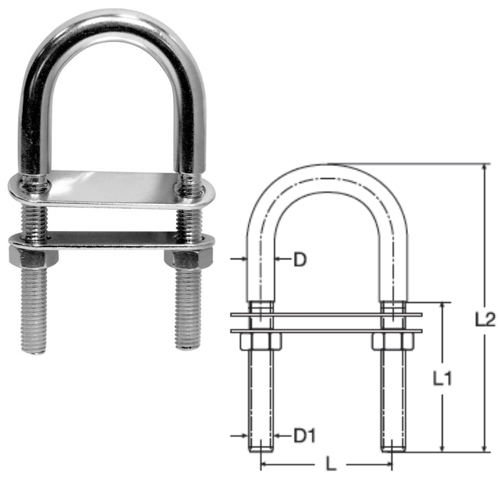 U Bolt With Two Counter Plates Stainless Steel Steelgear