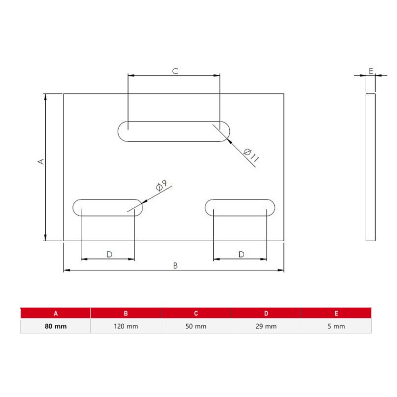 Rail cross connector - Flat plate - Aluminium