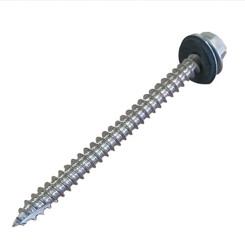 Hex head wood screw with EPDM washer 6mm thread by 80mm long